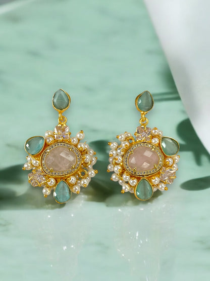 Blush Rose Quartz Pearl Loreal Earrings