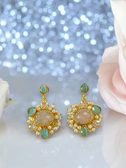 Blush Rose Quartz Pearl Loreal Earrings