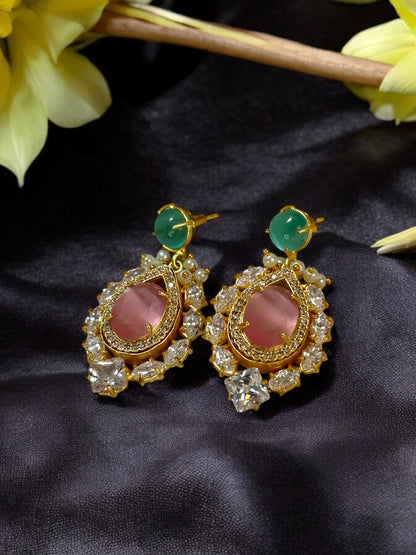 Pink Natural Stone Pearl Loreal Earrings