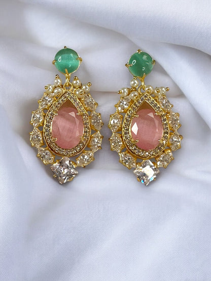 Pink Natural Stone Pearl Loreal Earrings
