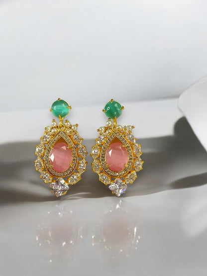 Pink Natural Stone Pearl Loreal Earrings