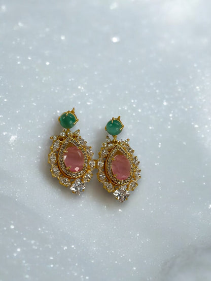 Pink Natural Stone Pearl Loreal Earrings