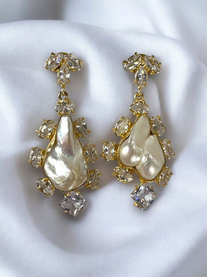 White Baroque Pearl Galaxy Earrings