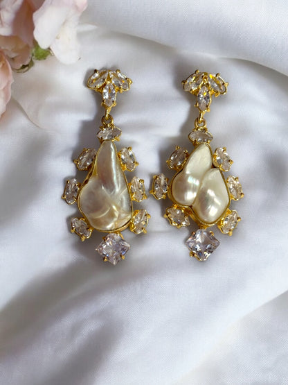 White Baroque Pearl Galaxy Earrings