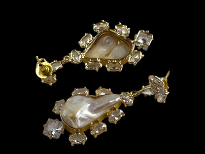 White Baroque Pearl Galaxy Earrings