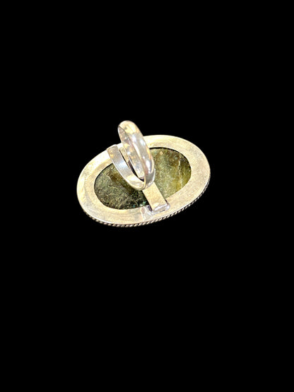 Flashy Green Labradorite Chunky Adjustable Ring