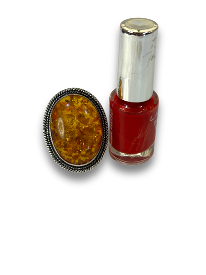 Golden Amber Chunky Adjustable Ring