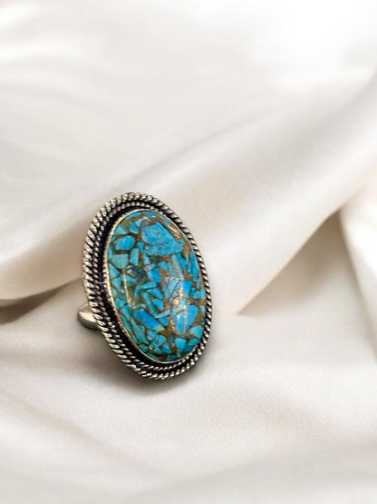 Blue Turquoise Chunky Adjustable Ring