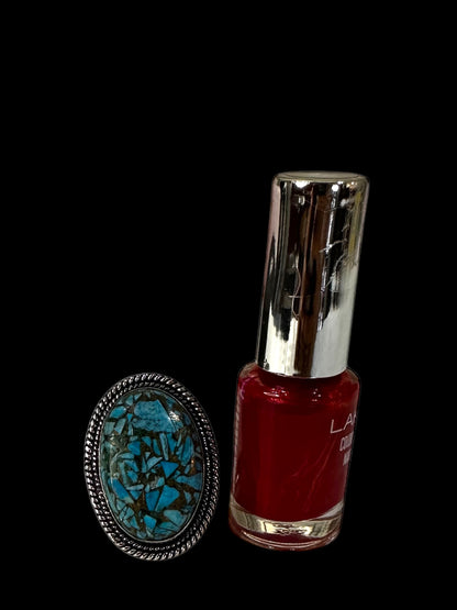 Blue Turquoise Chunky Adjustable Ring