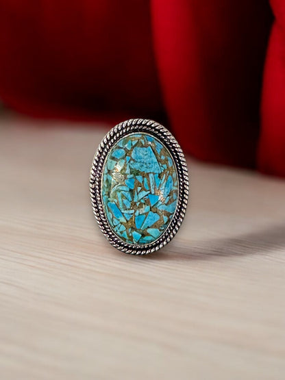 Blue Turquoise Chunky Adjustable Ring