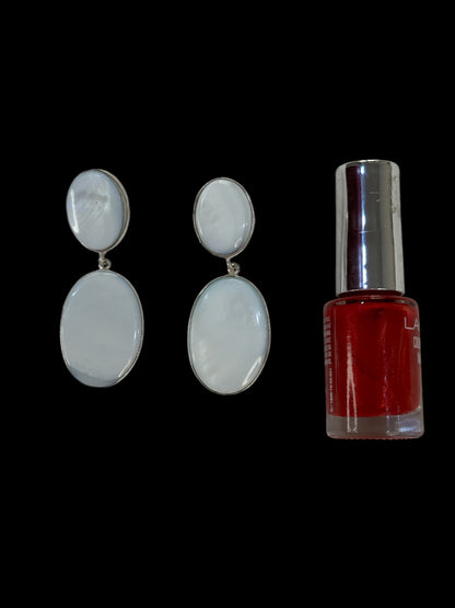 Pale Blue Oval Shell Earrings