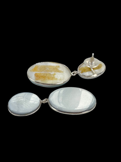 Pale Blue Oval Shell Earrings