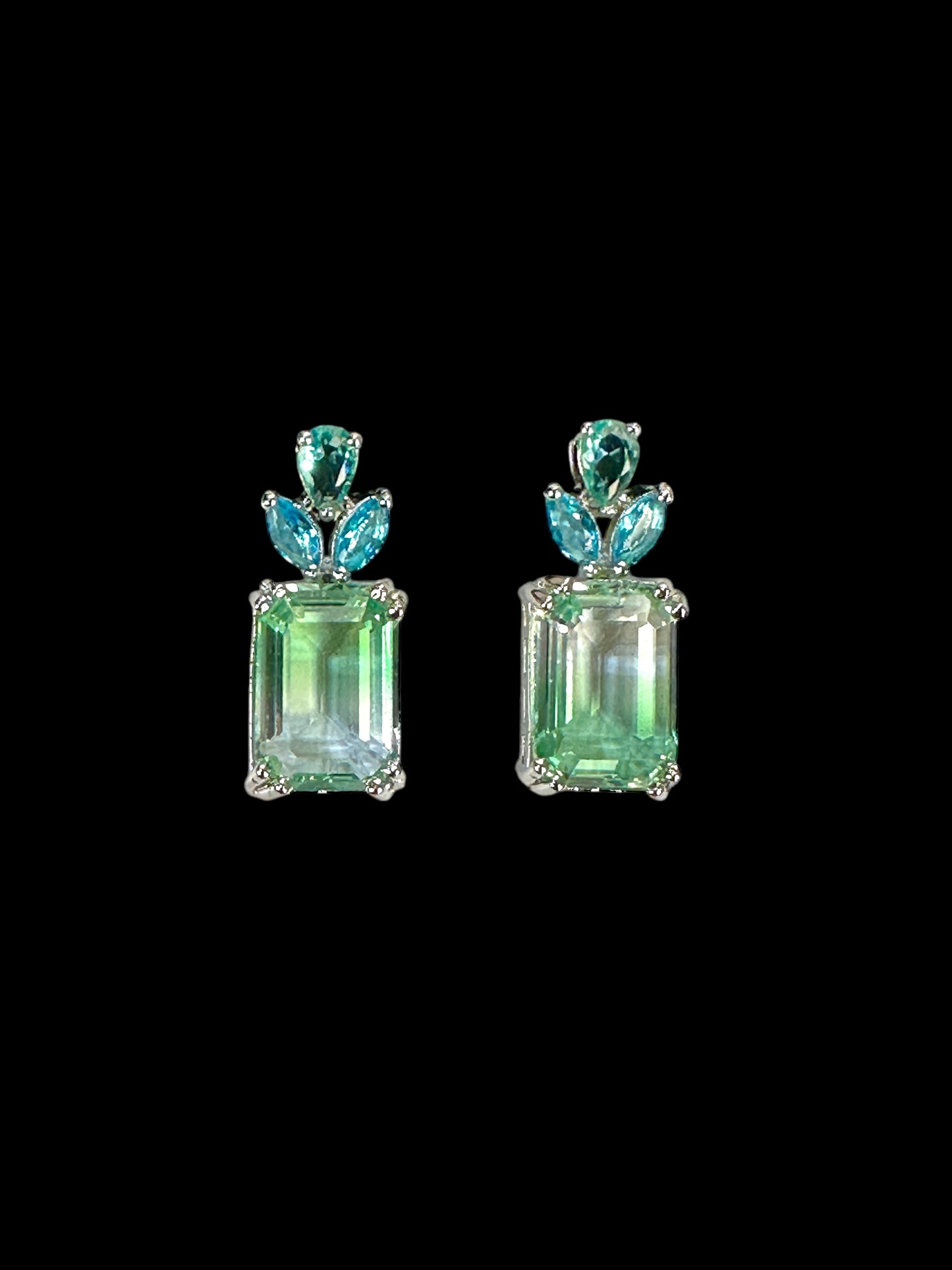 Green Blue Dual Shade Crystal Earrings