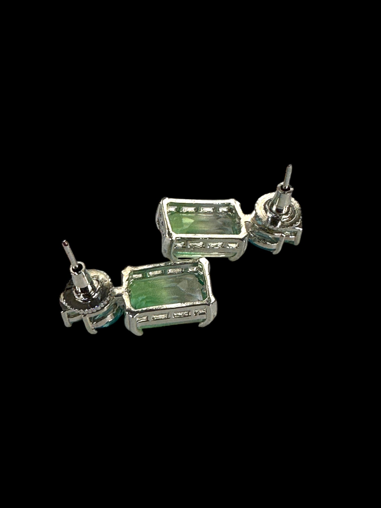 Green Blue Dual Shade Crystal Earrings