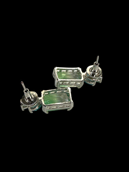 Green Blue Dual Shade Crystal Earrings