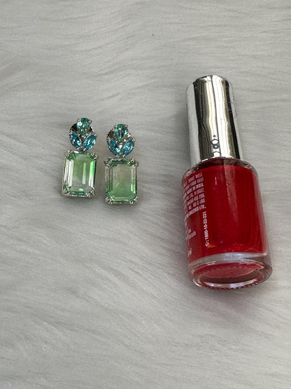 Green Blue Dual Shade Crystal Earrings