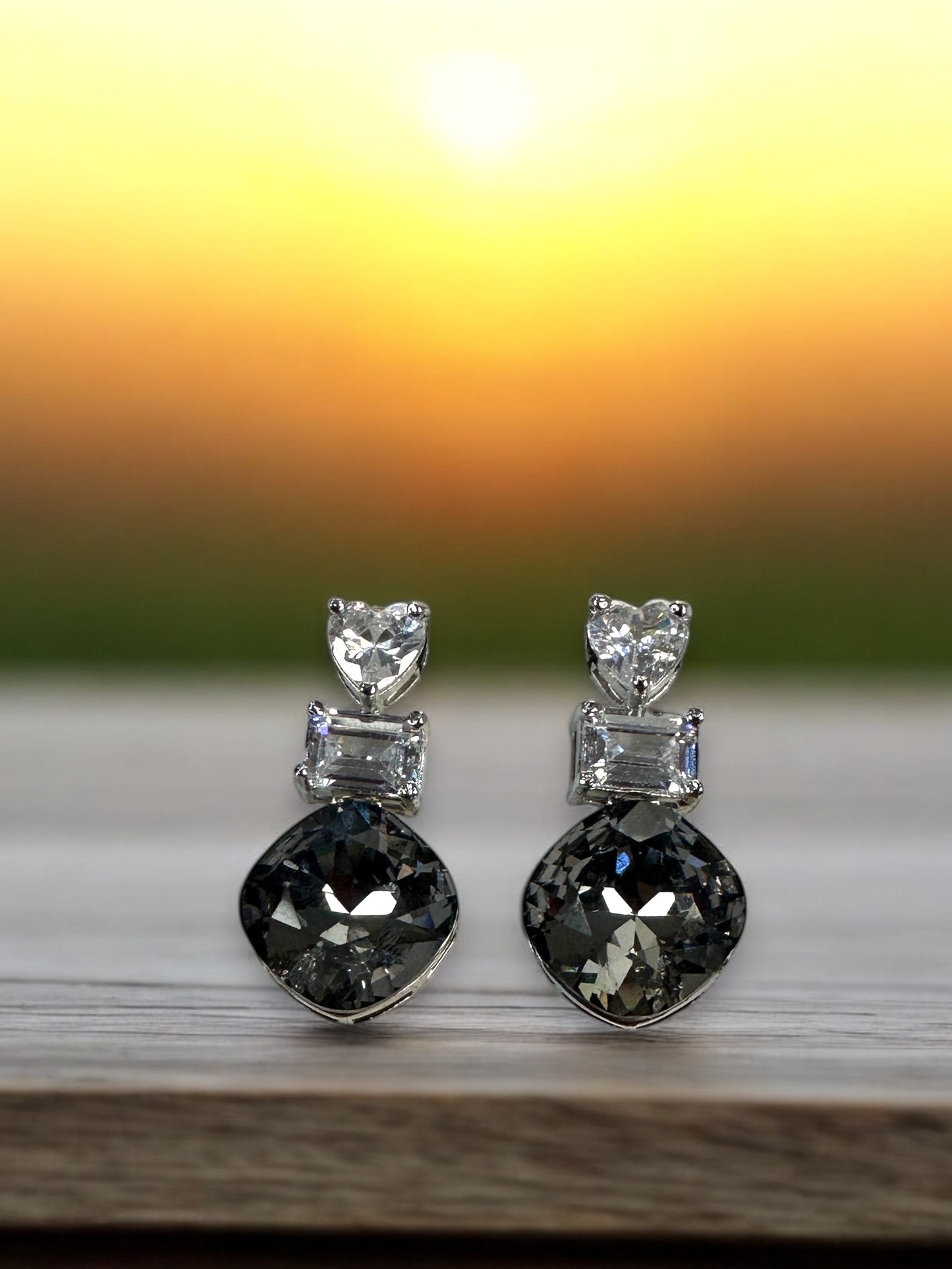 Black Swarovski Drop Studs