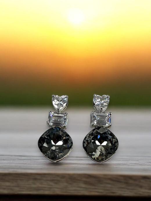 Black Swarovski Drop Studs