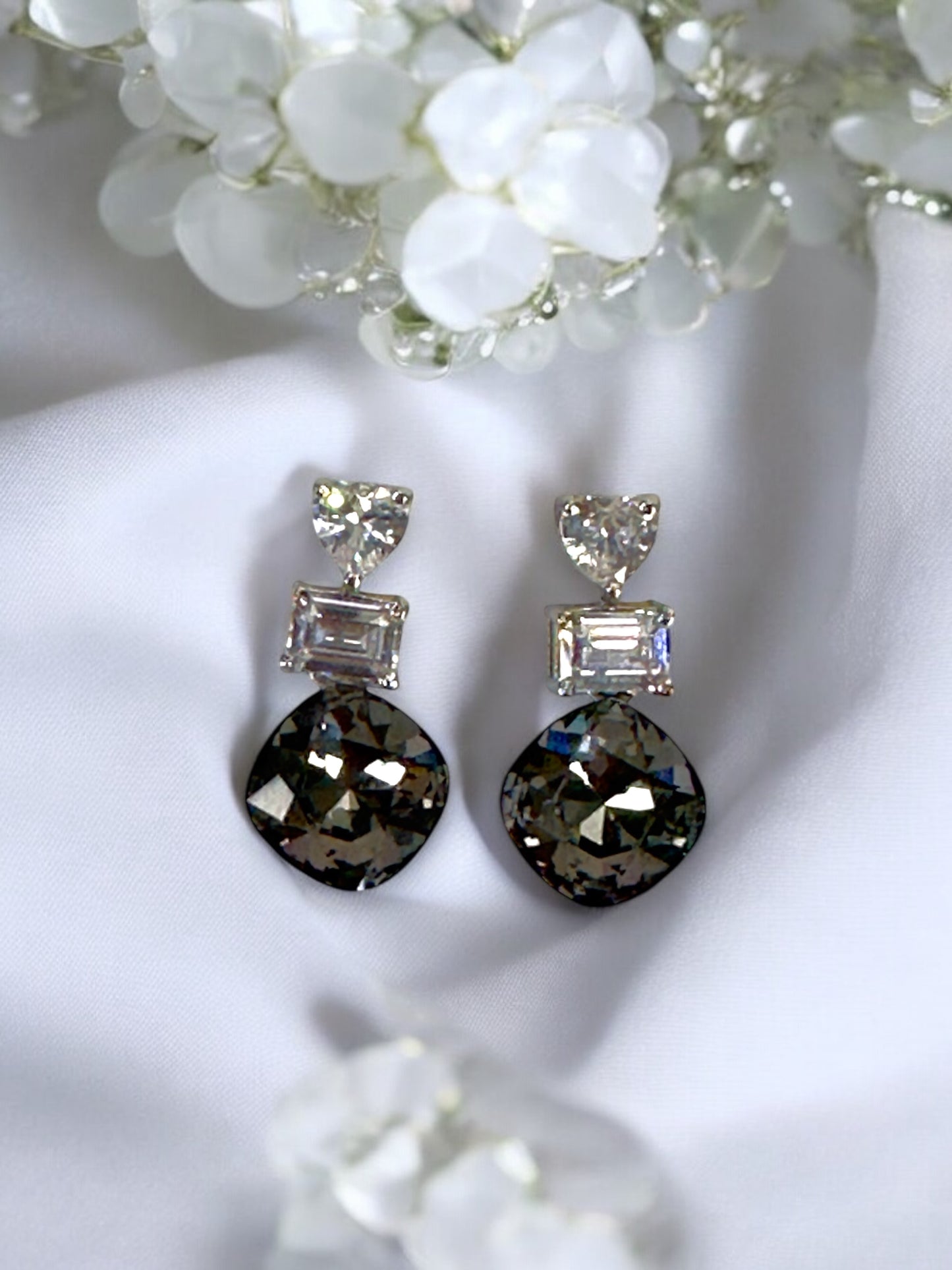 Black Swarovski Drop Studs