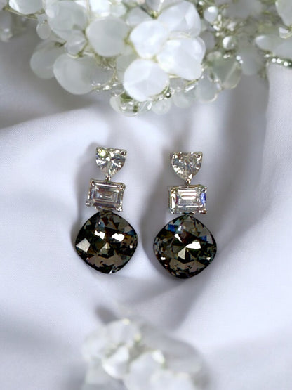 Black Swarovski Drop Studs