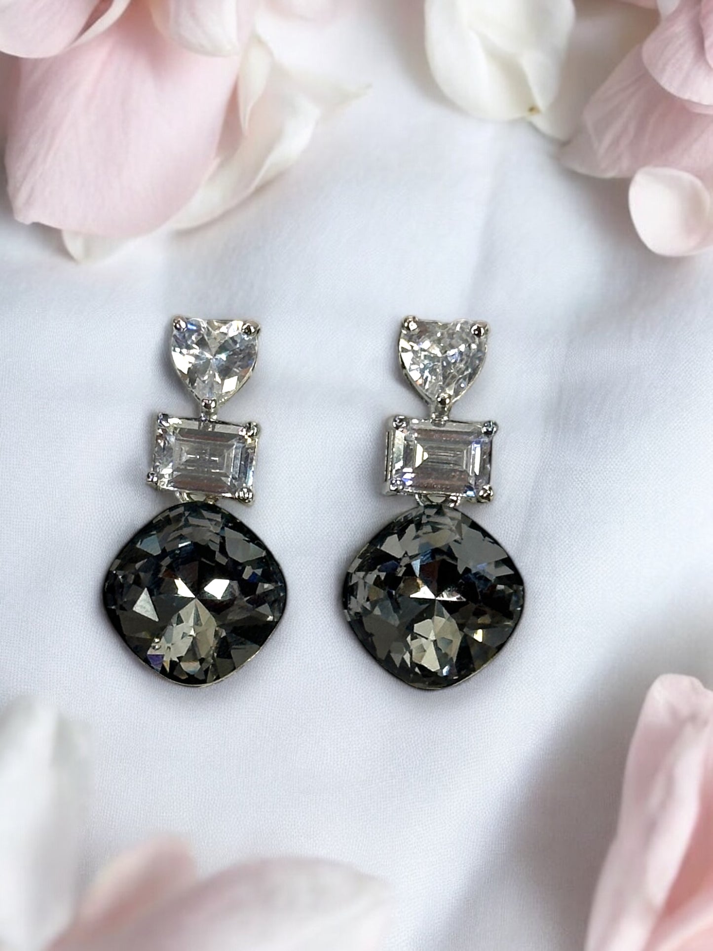 Black Swarovski Drop Studs