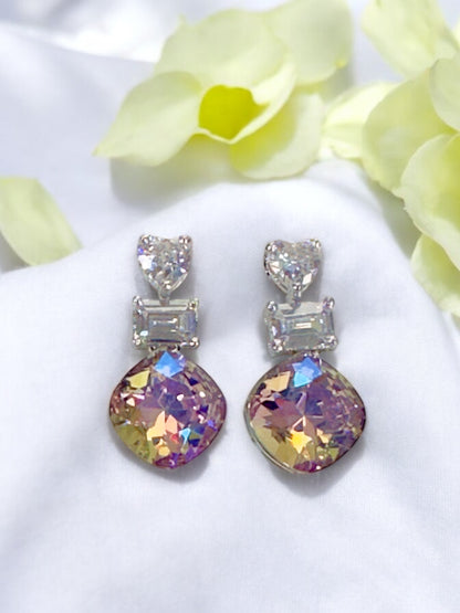 Purple Swarovski Drop Earrings