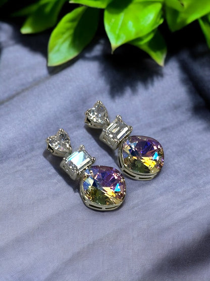 Purple Swarovski Drop Earrings