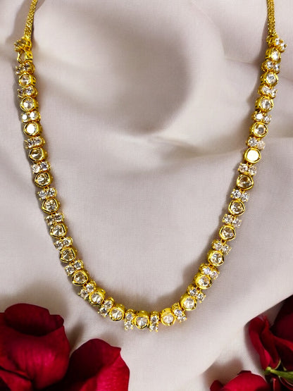 Delicate Mossanite Polki Necklace Set