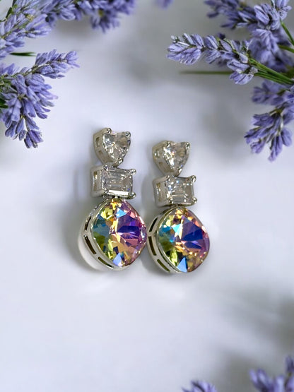 Purple Swarovski Drop Earrings