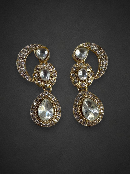 Maroon Teardrop Polki Pendant Set