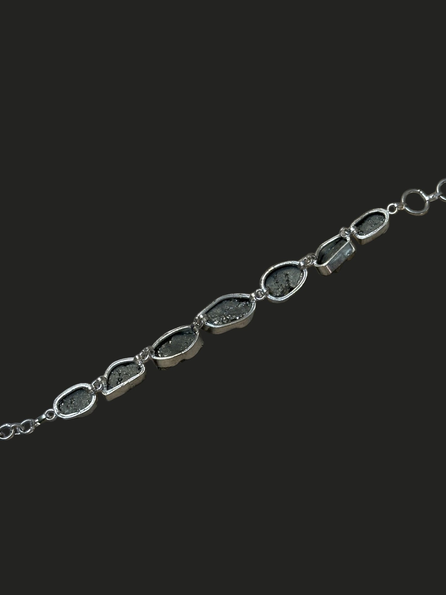 Silver Pyrite Silver Plated Bazel Bracelet