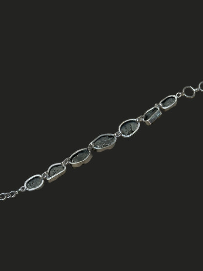 Silver Pyrite Silver Plated Bazel Bracelet