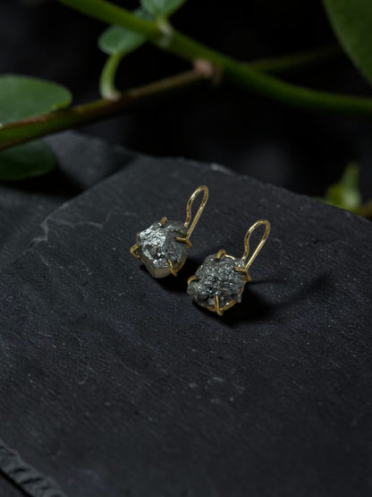 Silver Pyrite Gold Plated Drop Studs
