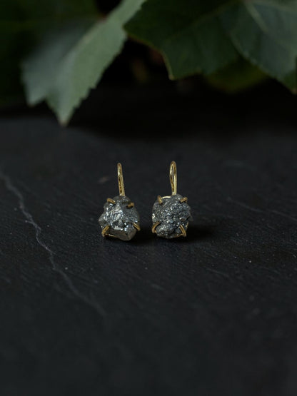Silver Pyrite Gold Plated Drop Studs