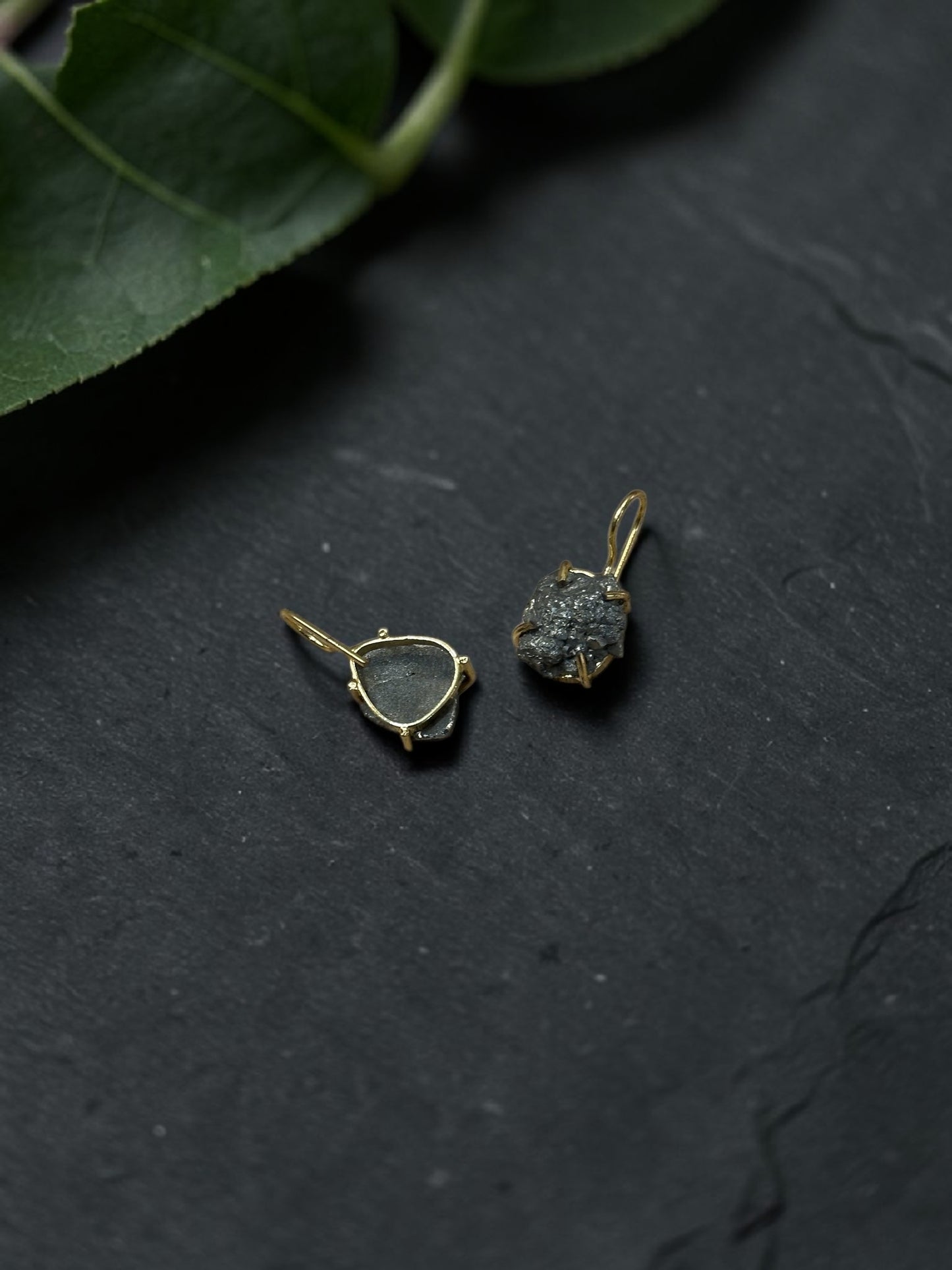 Silver Pyrite Gold Plated Drop Studs