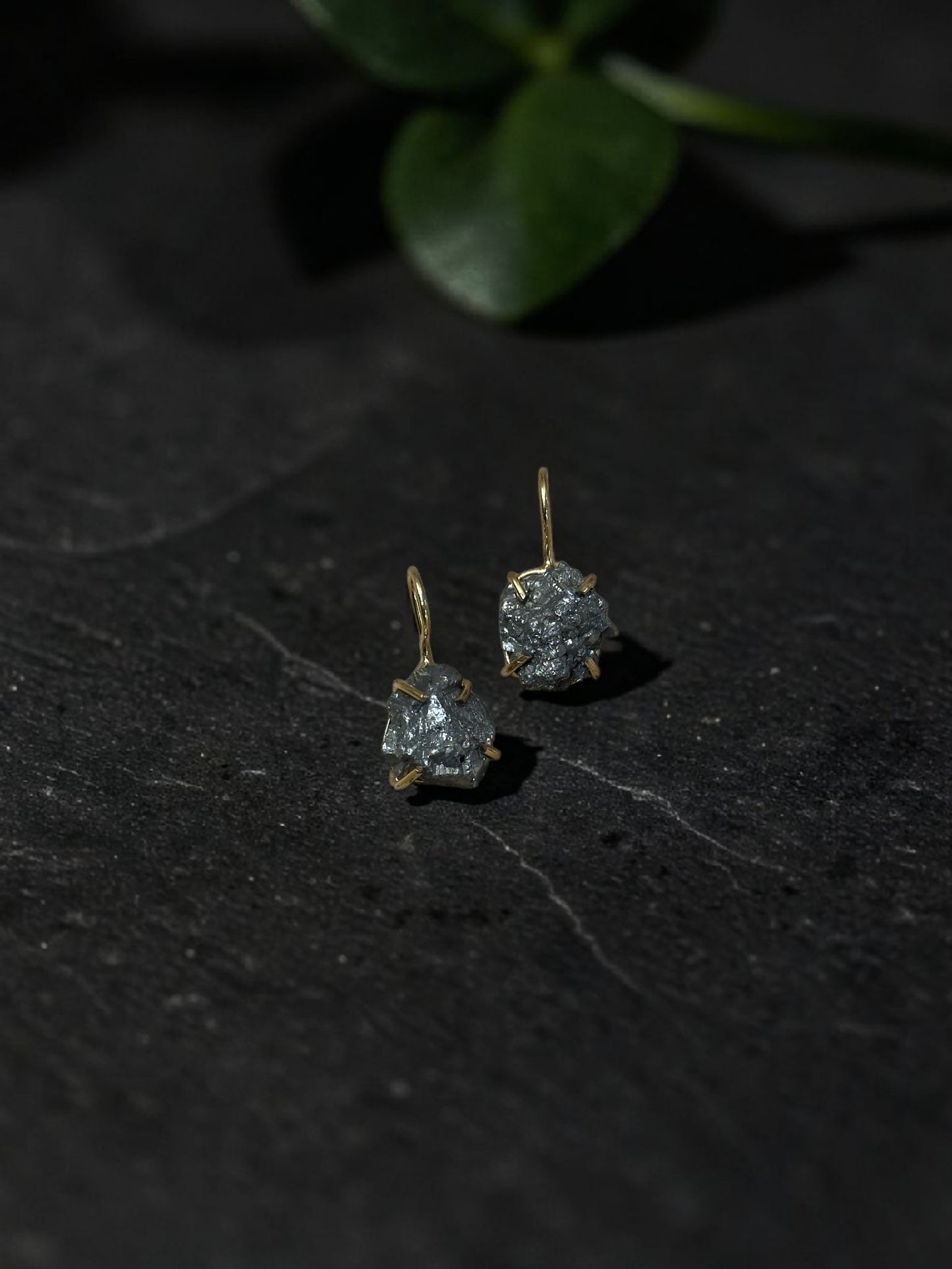 Silver Pyrite Gold Plated Drop Studs