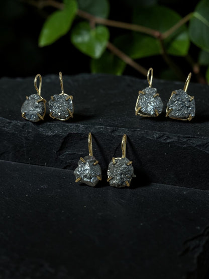 Silver Pyrite Gold Plated Drop Studs