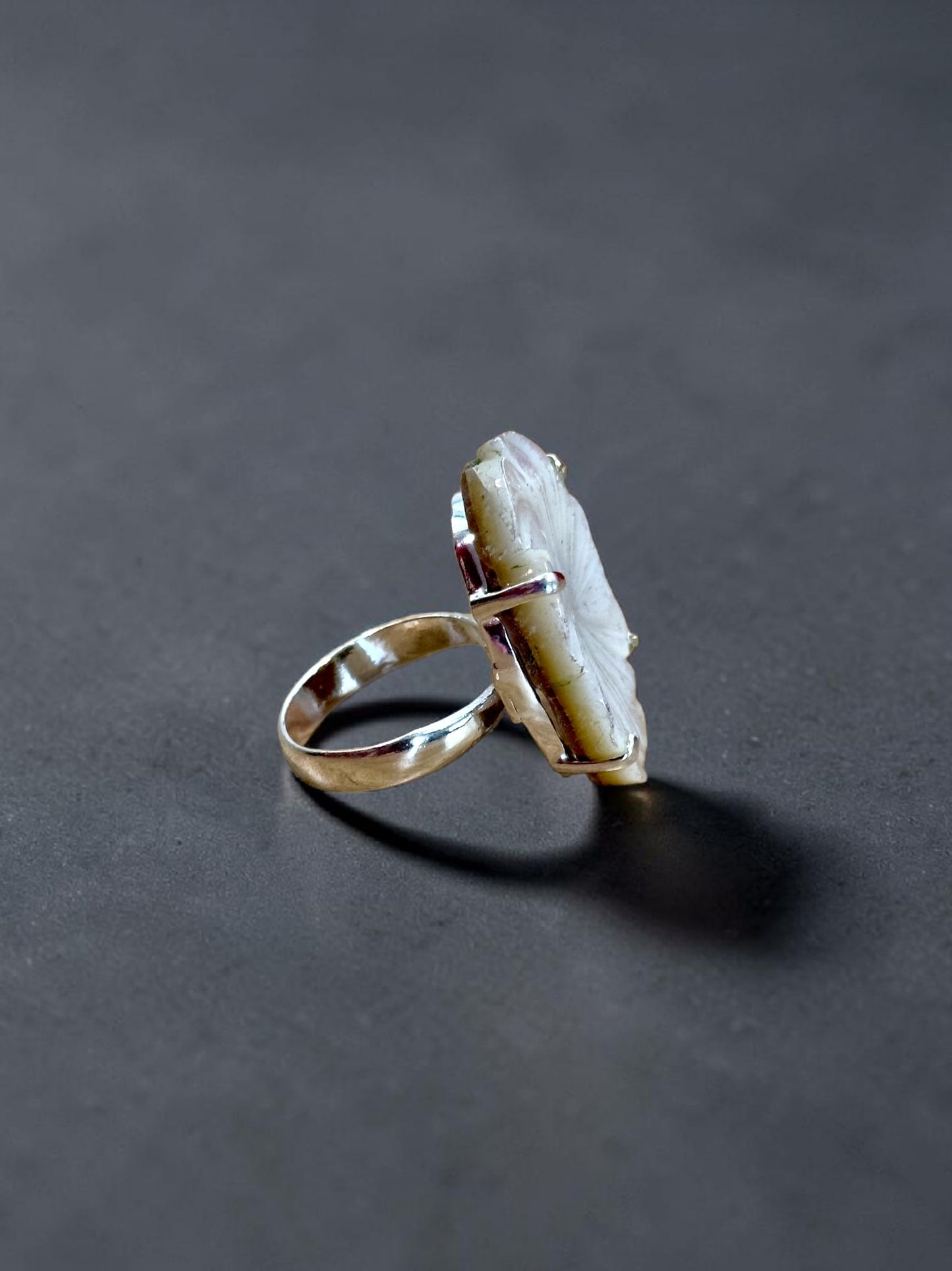 Mother Of Pearl Carved Chandrika Ring