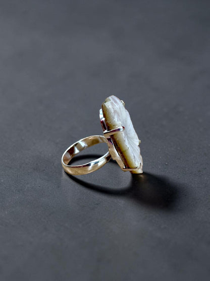 Mother Of Pearl Carved Chandrika Ring