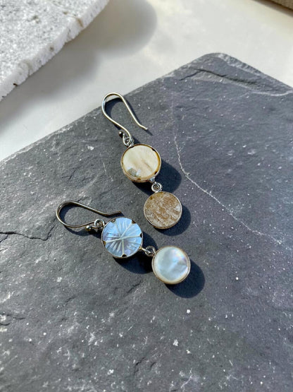 Mother Of Pearl Carved Chandrika Moondrop Earrings