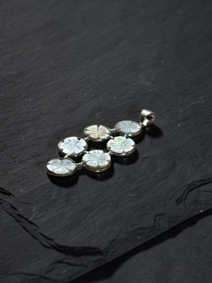 Mother Of Pearl Carved Chandrika Bloom Pendant