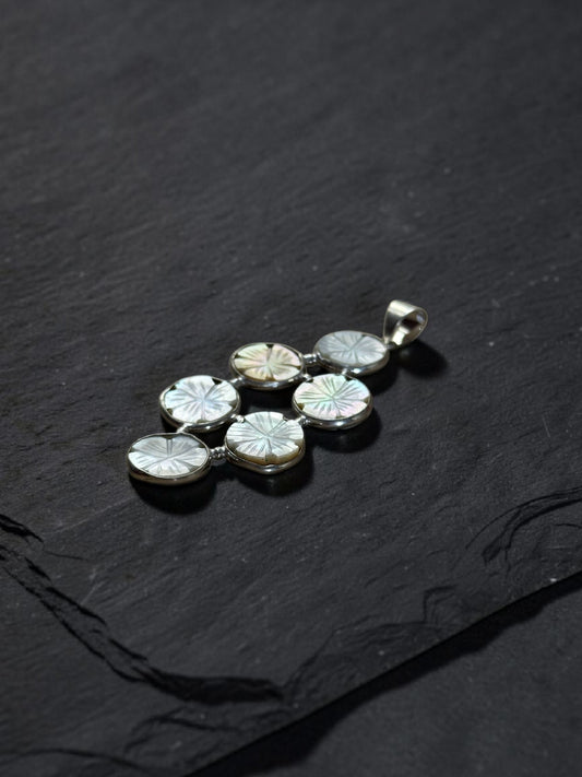 Mother Of Pearl Carved Chandrika Bloom Pendant