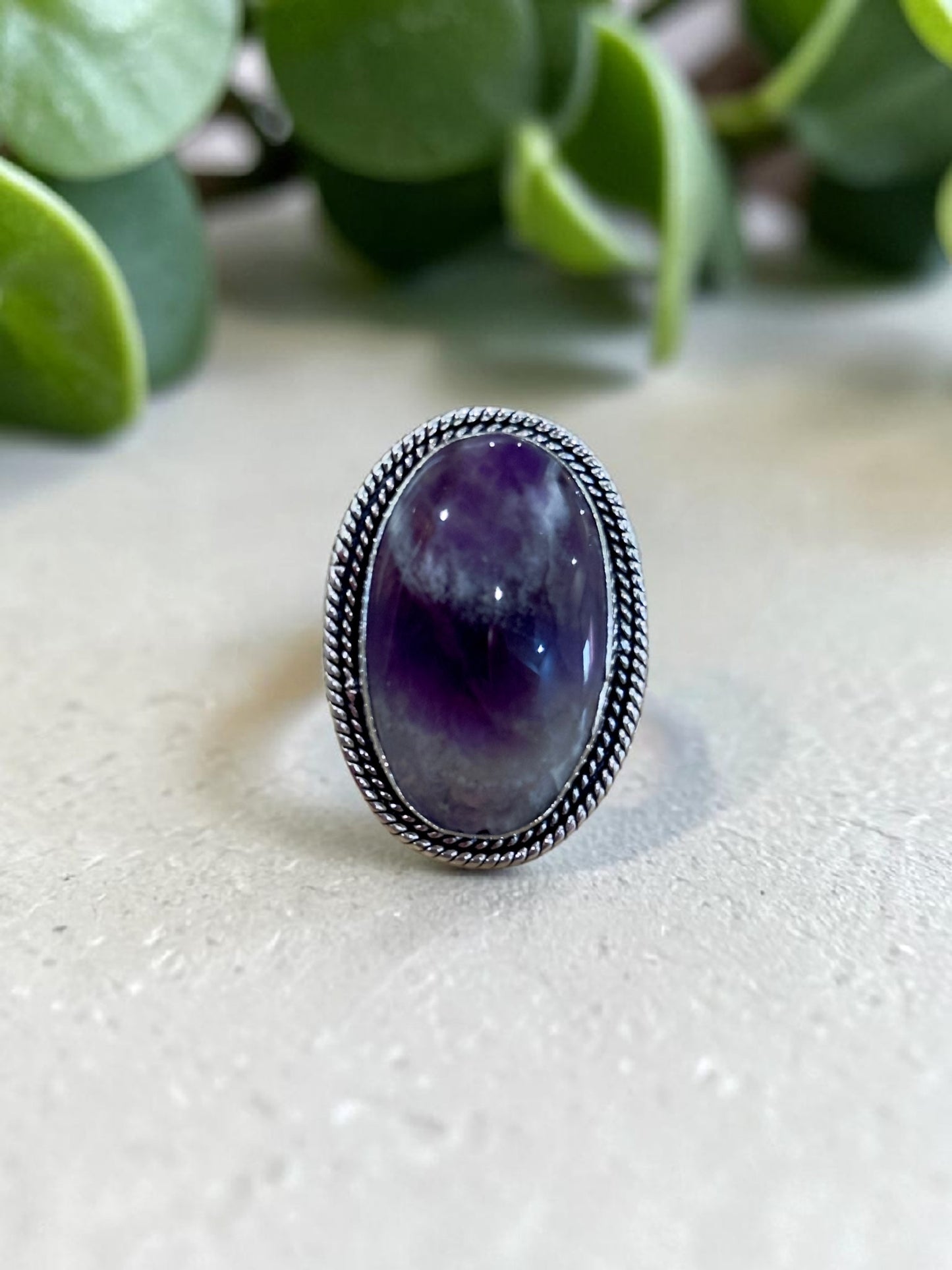 Purple Amethyst Chunky Boho Ring Large