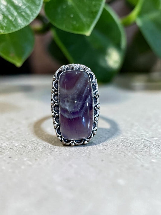 Purple Amethyst Chunky Boho Ring Large