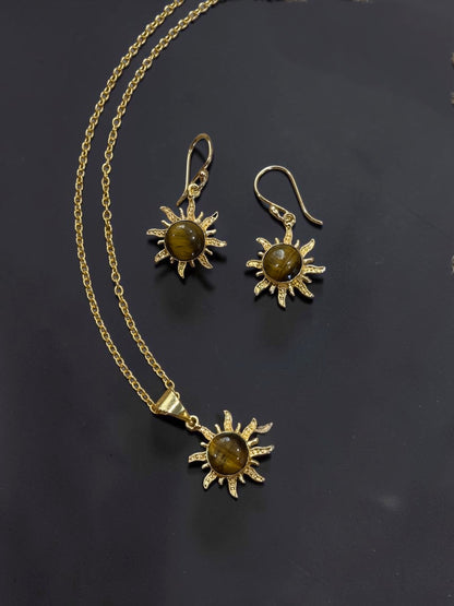 3 PCS Tigers Eye Surya Pendant Set