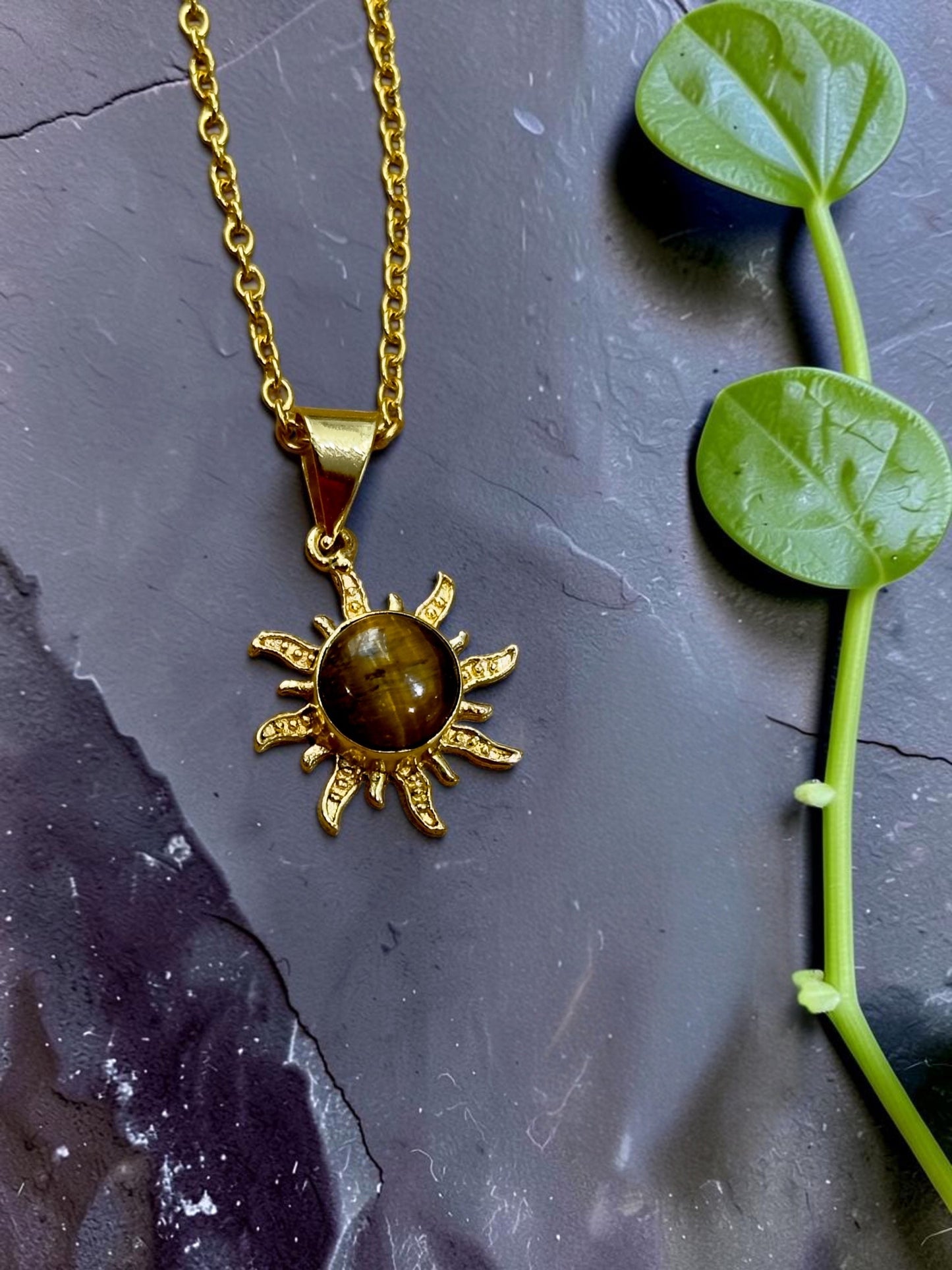3 PCS Tigers Eye Surya Pendant Set