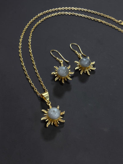 3PCS Moonstone Surya Pendant Set