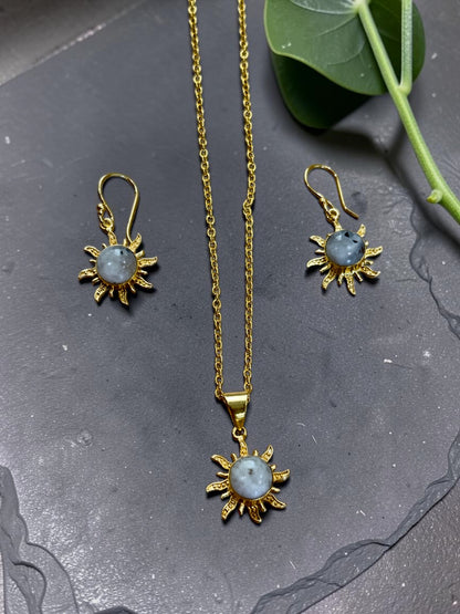 3PCS Moonstone Surya Pendant Set