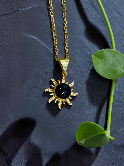 3PCS Black Onyx Surya Pendant Set