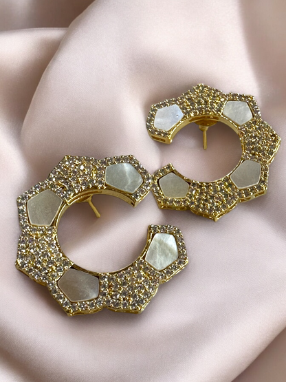 White Mother-of-Pearl Oversized Cup Earrings